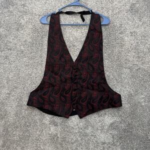 Lord West Vest Mens One Size Black Red Paisley Formal Dress Adjustable Made USA
